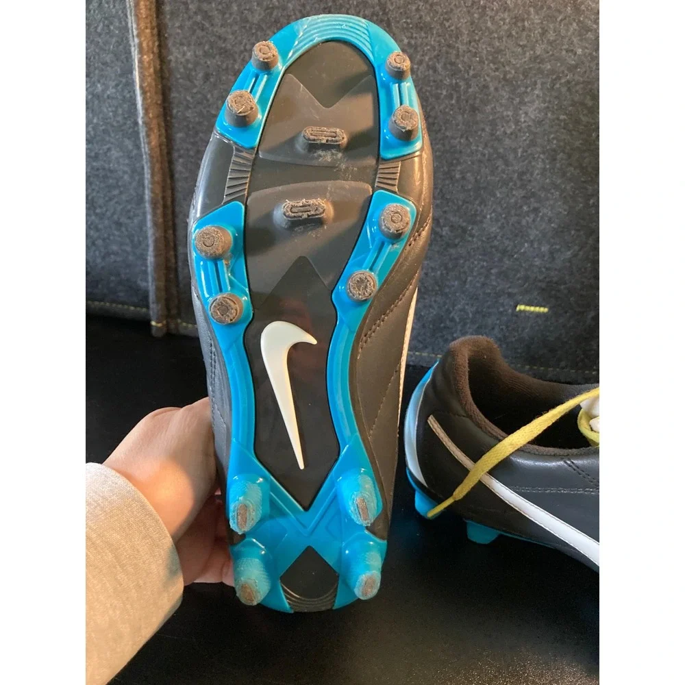 Nike Youth Soccer Cleats Gray Blue Volt Size 6Y EUR 36.5‎ 524939-017
